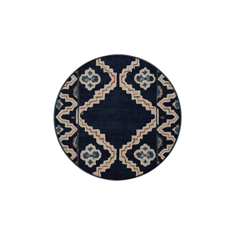 Tapis gris lavable à la machine, Rond 8 pi