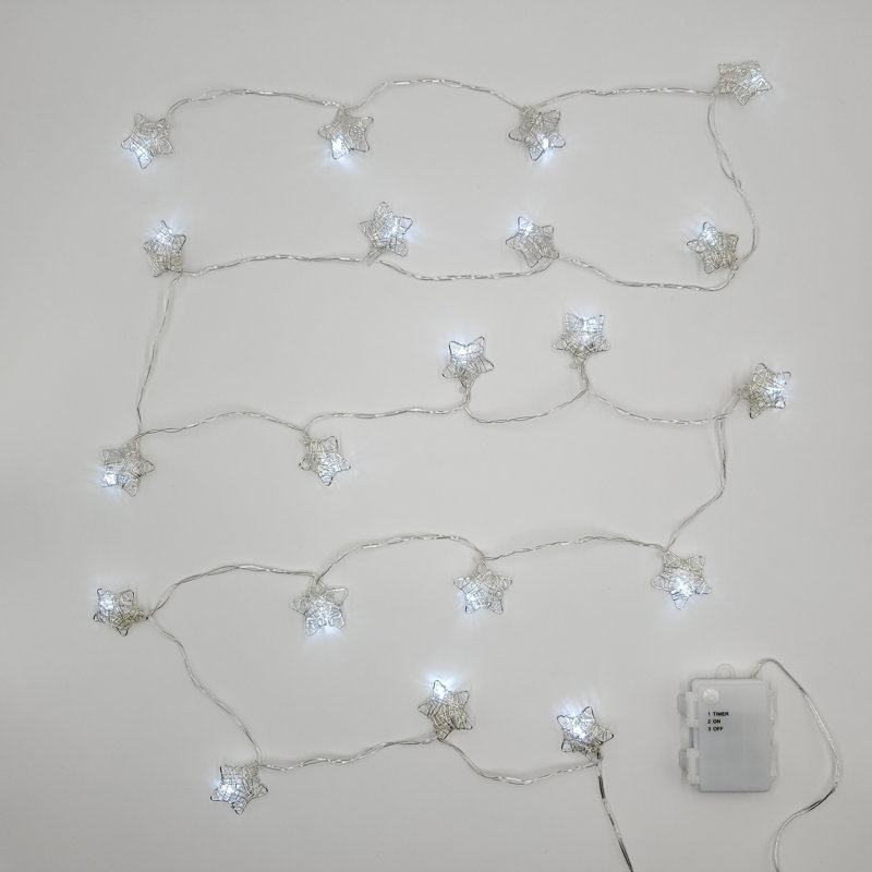Cool White Solar Powered Star LED String Lights