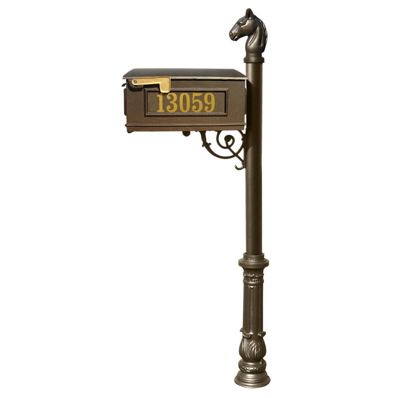 Lewiston Aluminum Post Mounted Mailbox, Bronze