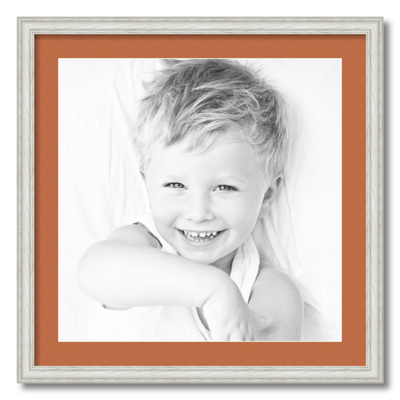 Wood Matte Picture Frame with Mat, Red Orange