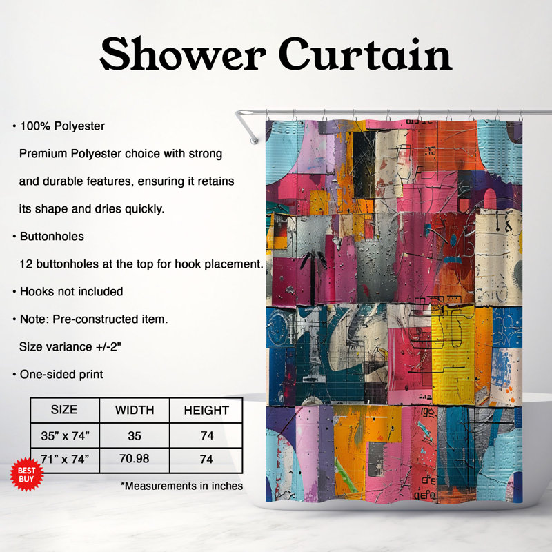 Color Mix - Rideau de douche Premium, H 74 po x l 71 po