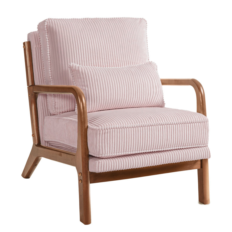 Chaise d'appoint en velours côtelé Mid-Century, Rose