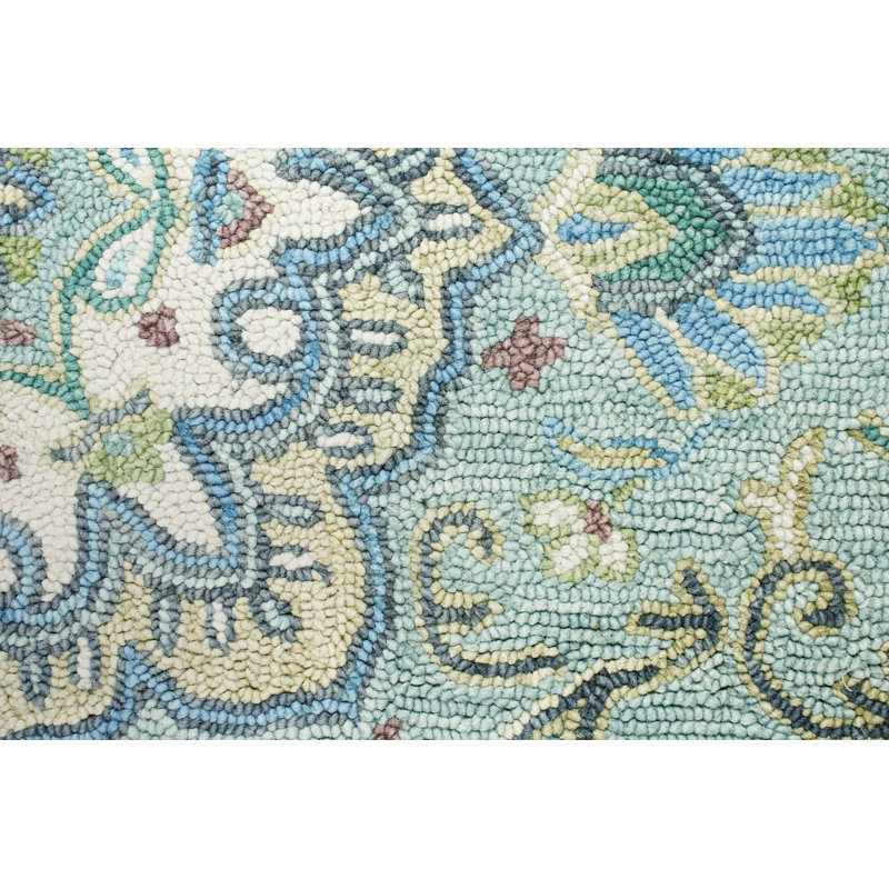 Tapis vert en laine touffeté à la main Andrieka, Rectangle 7 pi 6 po x 9 pi 6 po