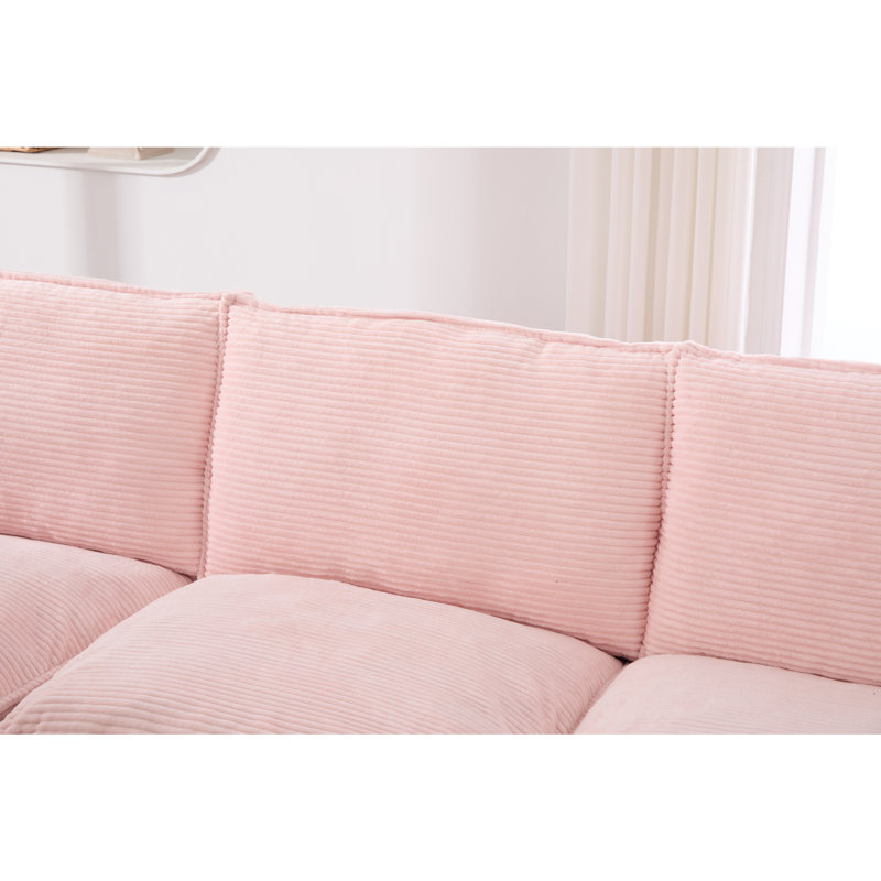 Canapé modulaire Boneless, Rose, H 33,07 po x l 129,92 po x P 51,97 po