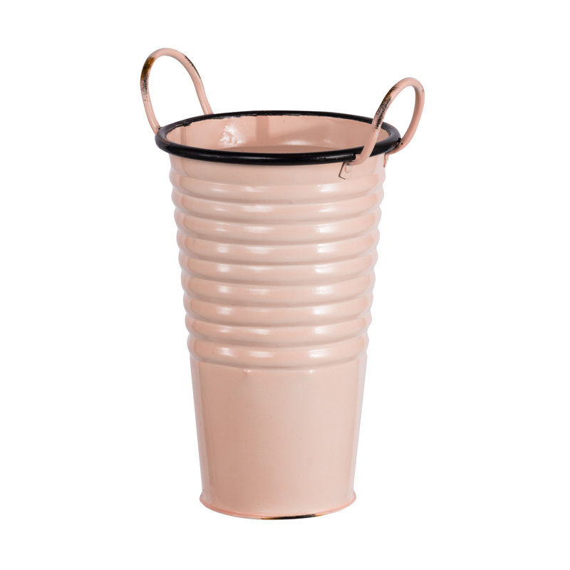 Lefkowitz Metal Pot Planter, Pink, 11.6" H x 8.7" W x 8.7" D