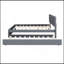 Lit plateforme tapissier avec tête de lit à motif brique et gigogne simple TG, tissu en lin, gris