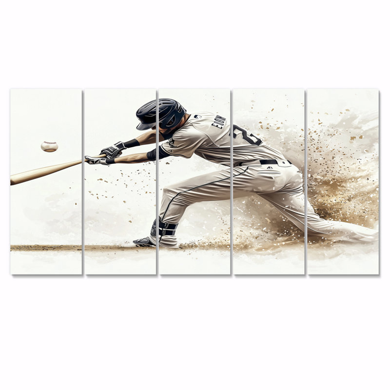 Minimal noir et blanc Baseball Swing - ensemble d'art mural de baseball sport, H 28 po x l 60 po