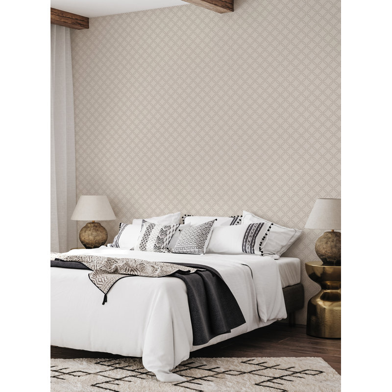 Rouleau de papier peint adhésif L 18 pi x l 24 po Dekhari, Beige