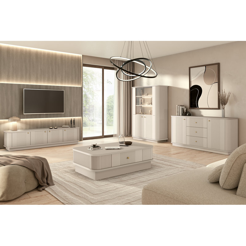 Display Cabinet, Beige/Gold