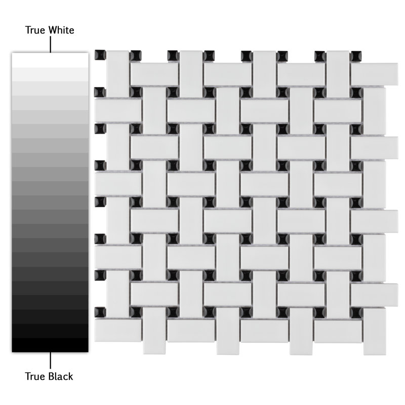 Metro 1.32" x 2" Porcelain Basketweave Mosaic Wall & Floor Tile, Gray/Cobalt Blue