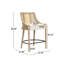 Tabouret de bar moderne Paxon en bois d'hévéa massif, hauteur du siège 66,7 cm, dossier en rotin et siège rembourré, idéal pour les îlots de cuisine.-134972647-134972649