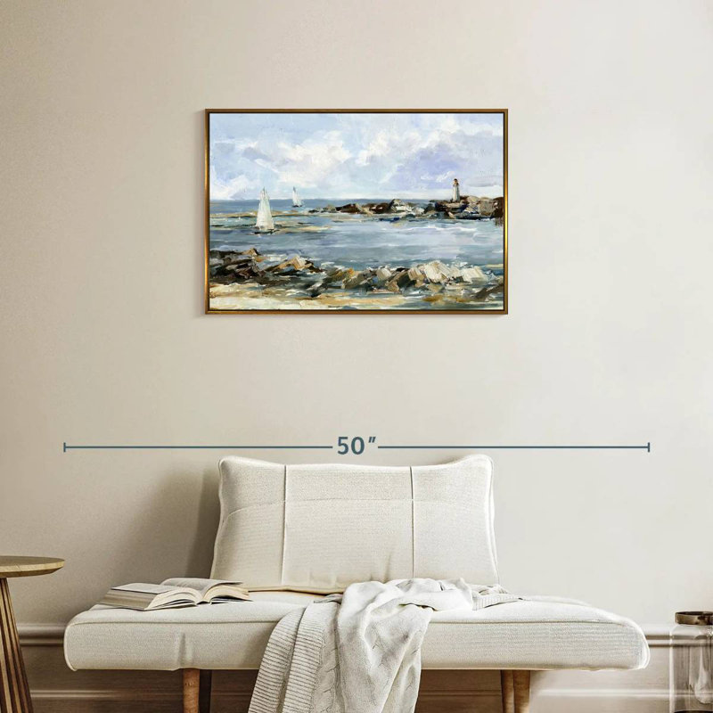 Côte rocheuse I, Cadre flottant doré, 31 po x 21 po