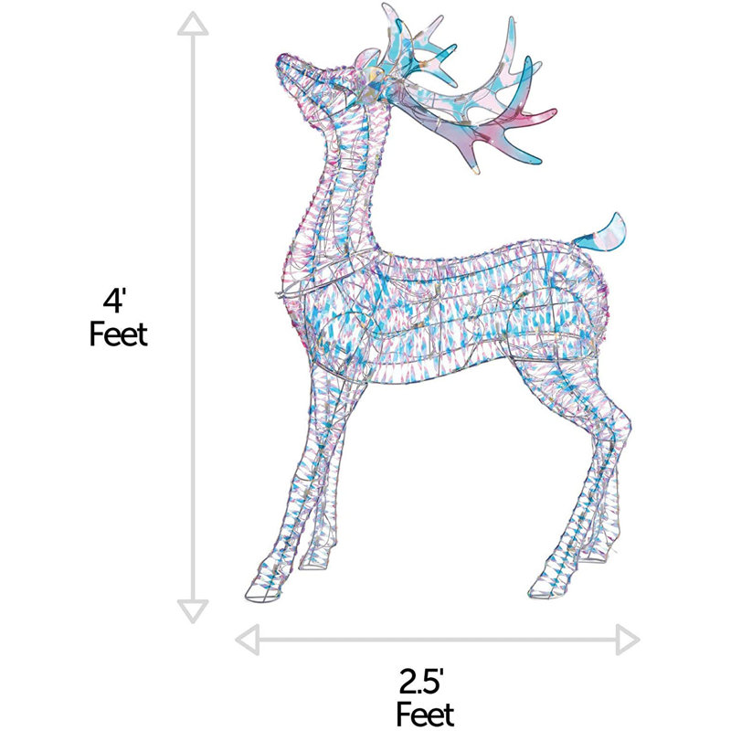 4 Ft Pre-Lit LED Light Up Iridescent Deer Lighted Display