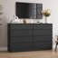 Commode moderne à 8 tiroirs, meuble de rangement spacieux avec tiroirs profonds pour chambre, salon, couloir et entrée, noir