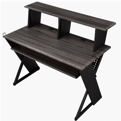 Black music desk with keyboard tray