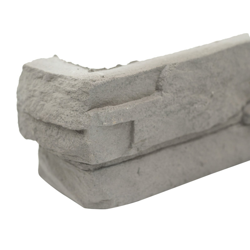 Terraforma 9 in. x 20 in.Manufactured Stacked Stone Ledger Corner Wall Tile, Oslo Grey