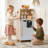 Wooden Toy Fridge for Kids, Realistic Play Fridge with Freezer, Blackboard, Egg & Ice Cream Accessories