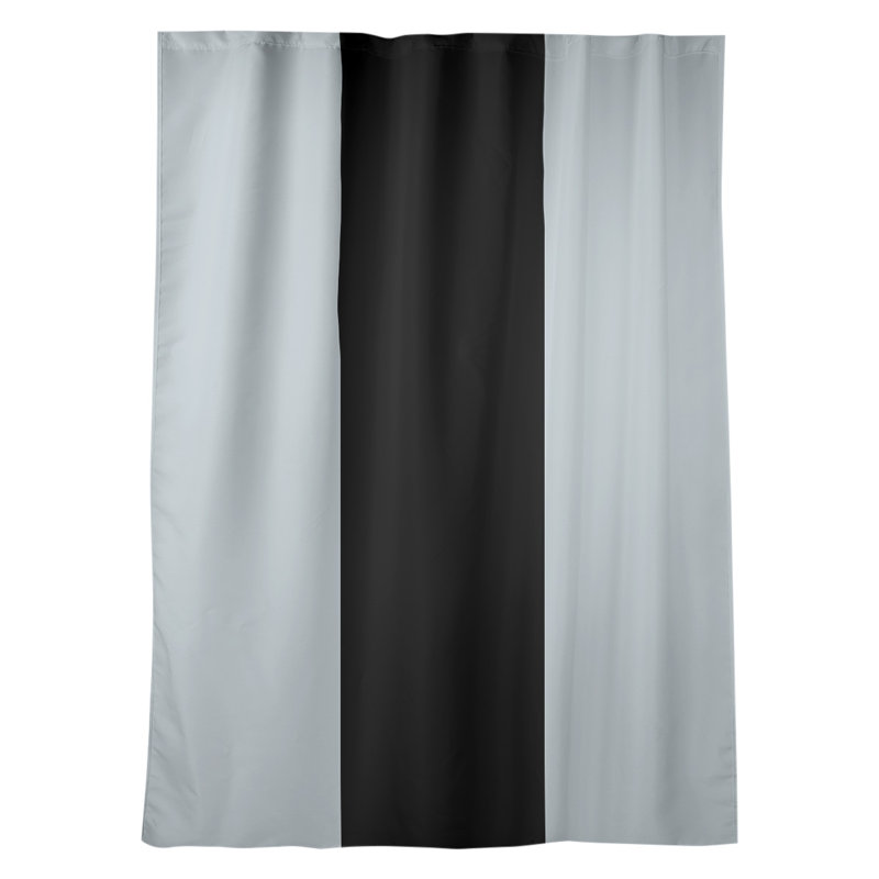 New York Big Sateen Room Darkening Curtain Single Panel, 53" W x 87" L, Silver/Black/Silver