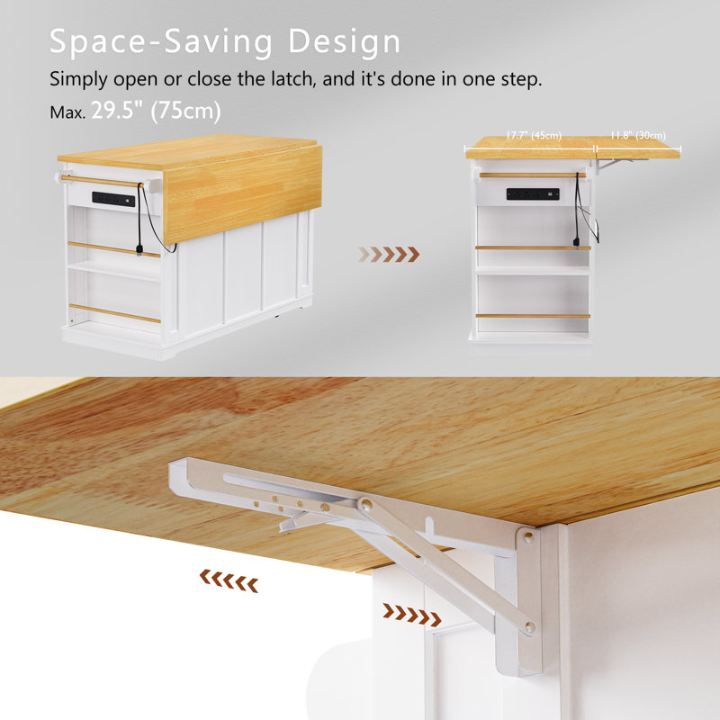 Braidon Wood Kitchen Cart, White