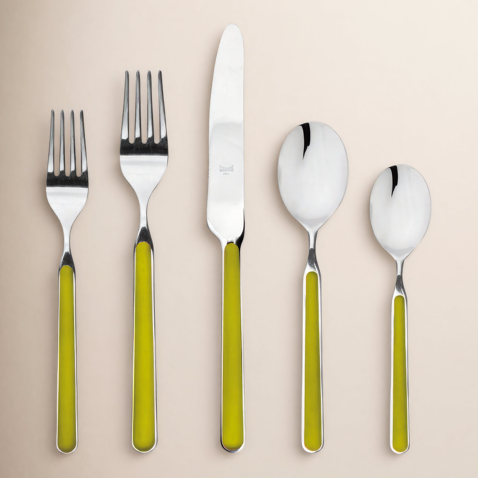MEPRA Fantasia Stainless Steel Flatware Set (5 Pieces), Olive-Green