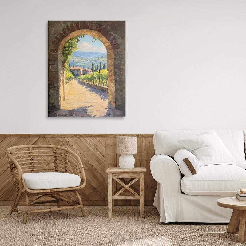 Toile Tranquil Garden Arch, design par Petal Prints Design, H 30 po x l 24 po