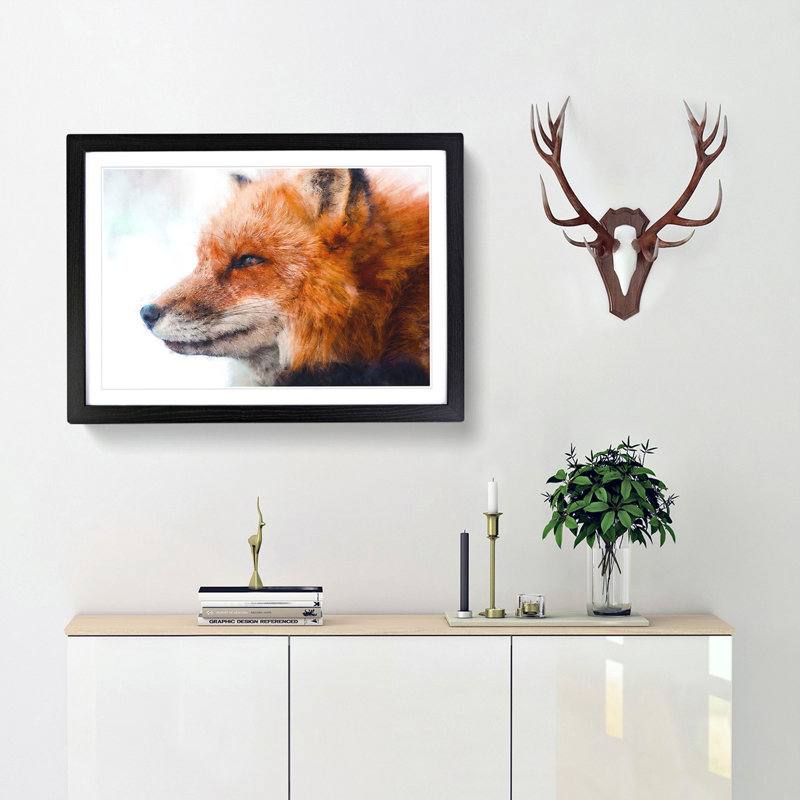 Profile of a Red Fox - Framed Print, Black Framed, 62cm H x 87cm W x 2cm D
