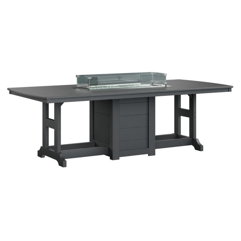 Berlin Gardens Garden Classic 96″ Fire Pit Dining Table, 30.87" H x 44" W x 96" D, Black