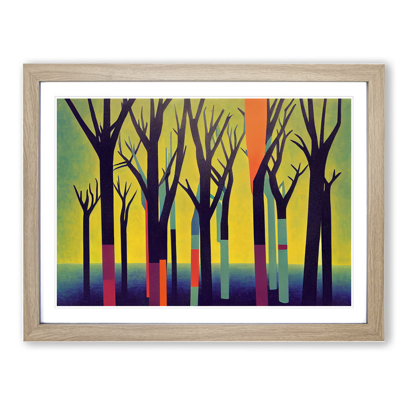 Tantalizing Summer Forest Abstract - Single Picture Frame Print, 25cm H x 34cm W x 2cm D, Light Brown