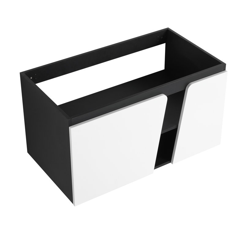 Modern Style Floating Wall-Mounted Bathroom Cabinet With Shelf And Soft-Close Door