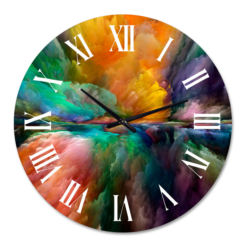 Nuage coloré et foncé dégradé - horloge murale moderne, Grand