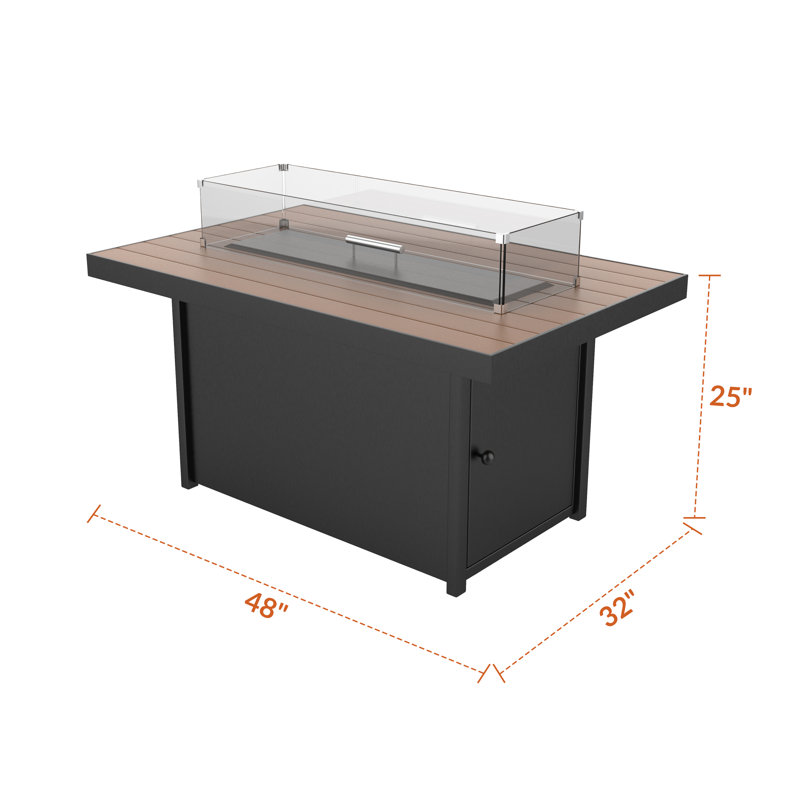 Aluminum Propane Gas Fire Pit Table, Rich Carob