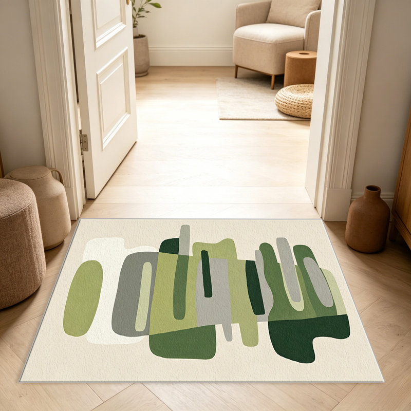 Green Mid-Century Abstract carpet-easy to clean, machine-washable, soft and comfortable; suitable for door mats, kitchens, living rooms, bedrooms, corridors, and laundry areas. Easy to clean, durable carpet for home decoration.
