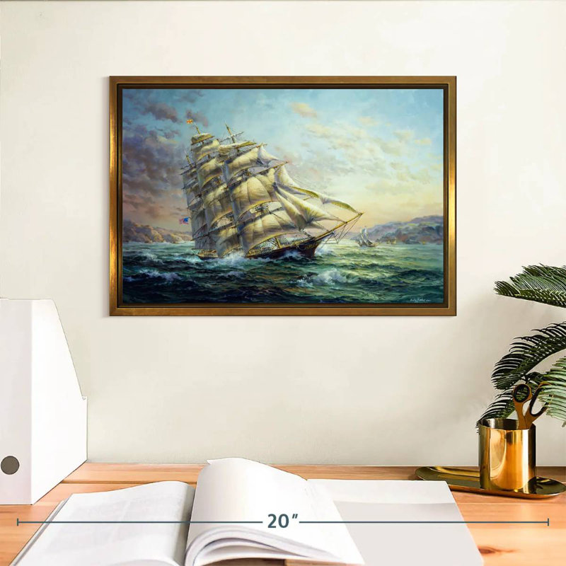 Clipper Ship Surprise, Cadre flottant doré, 13 po x 9 po