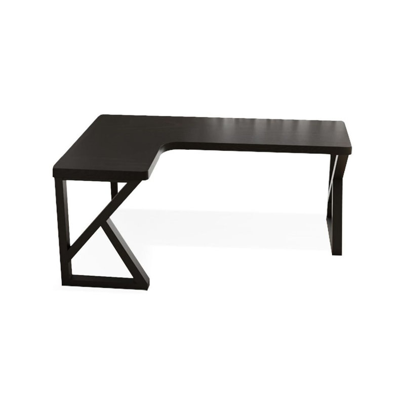 Bureau d'écriture en bois massif noir en forme de L, H 29,53 po x l 70,87 po x P 39,37 po, Retour à gauche