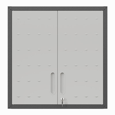 Metal Wall-Mounted Tool Storage Cabinet With Locking Door And 1 Shelf 1 Opened Drawer For Garage Warehouse,Office,Assembly Required