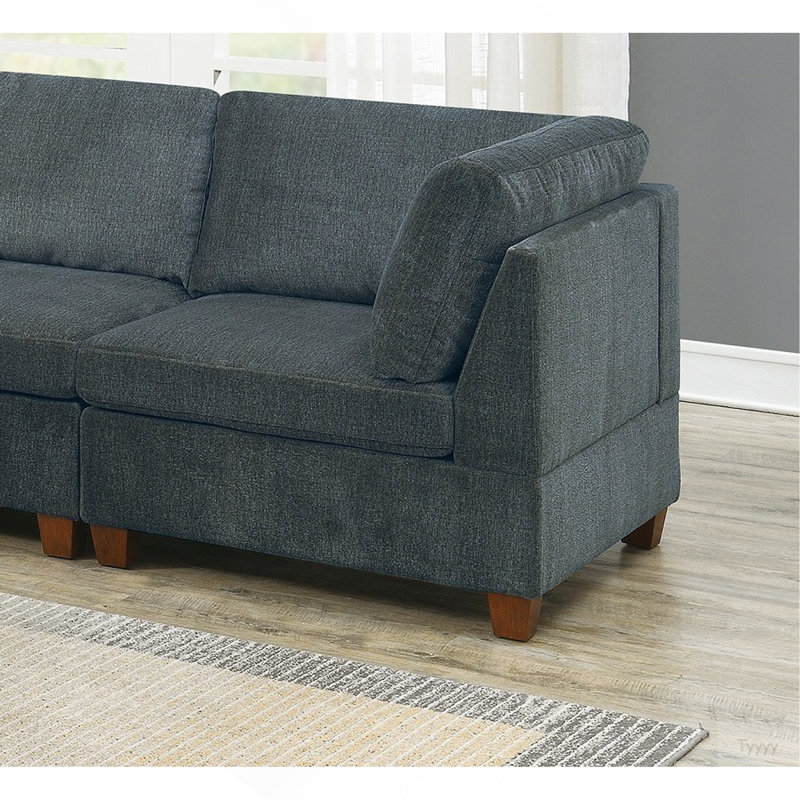 Ensemble de canapé modulaire en chenille gris 6 pièces