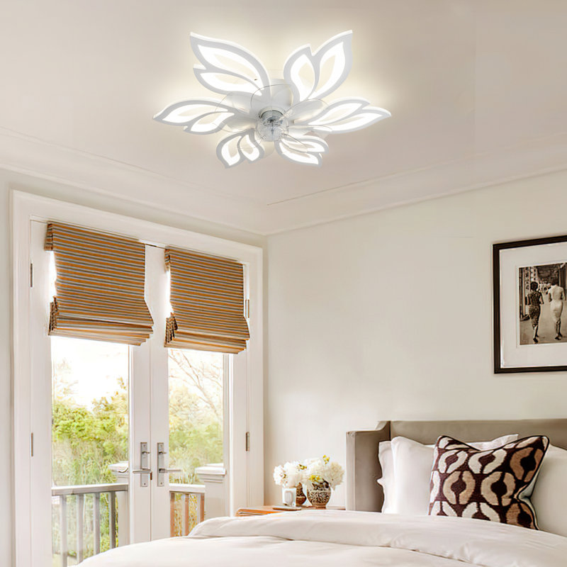 Acea 7 - Blade Flush Mount Ceiling Fan with Remote Control and Light Kit Included, White