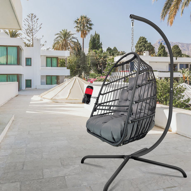 Fauteuil à œufs pivotant avec support, oreiller et porte-gobelet