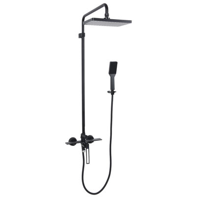 10.04*6.69" Luxury Exposed Shower Faucet Set Bathroom Shower System, Wall Mount Rainfall Shower Head with Handheld Spray and Tub Faucet with Rough-in Valve