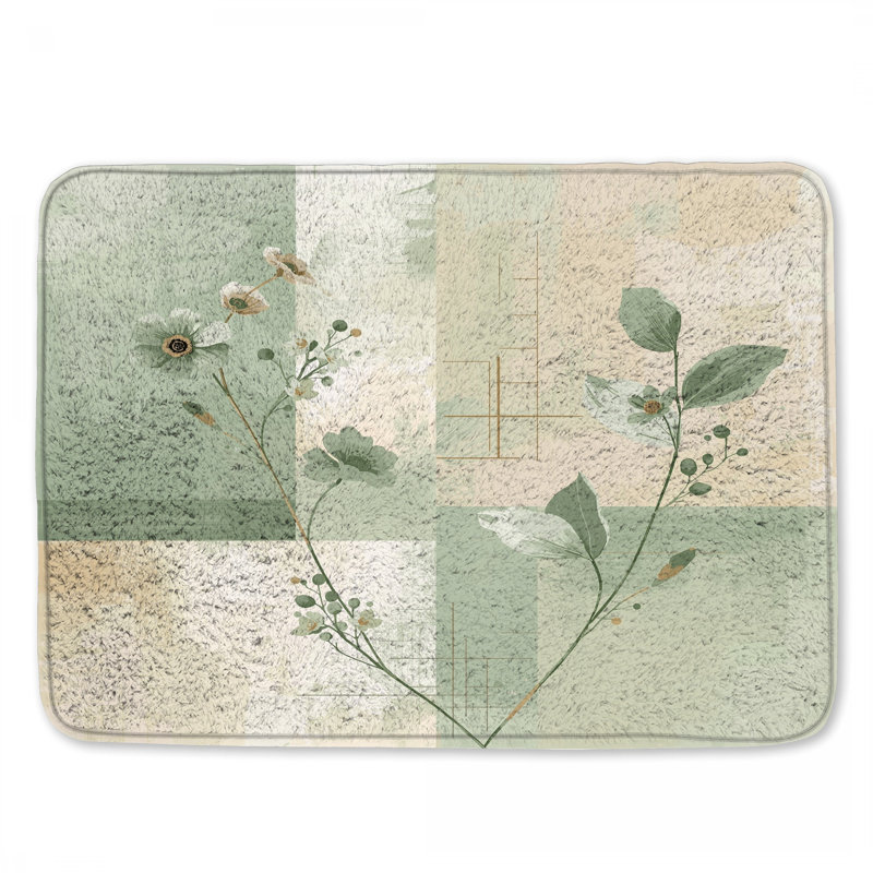 Tapis de bain Floral, L 34 po x L 21 po