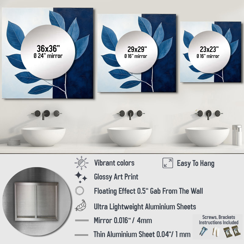 Larobert - Miroir carré pour décoration murale, 29 po x 29 po