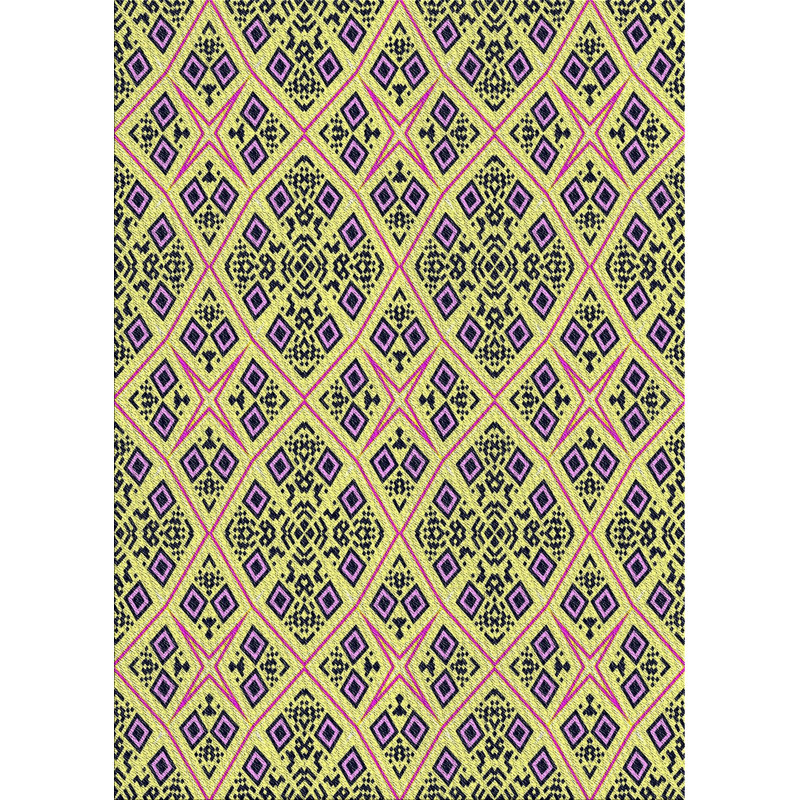 Motif géométrique beige/vert Tapis décoratif, Rectangle 5 pi x 7 pi