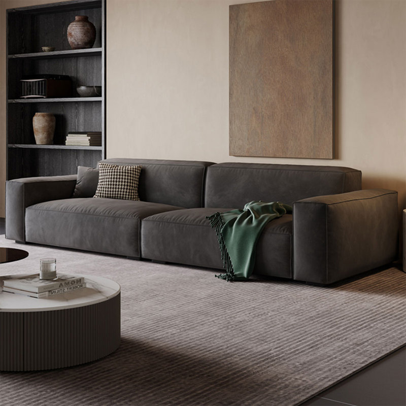 Coussin modulaire en polyester gris foncé, H 27,56 po x l 109,45 po x P 39,37 po