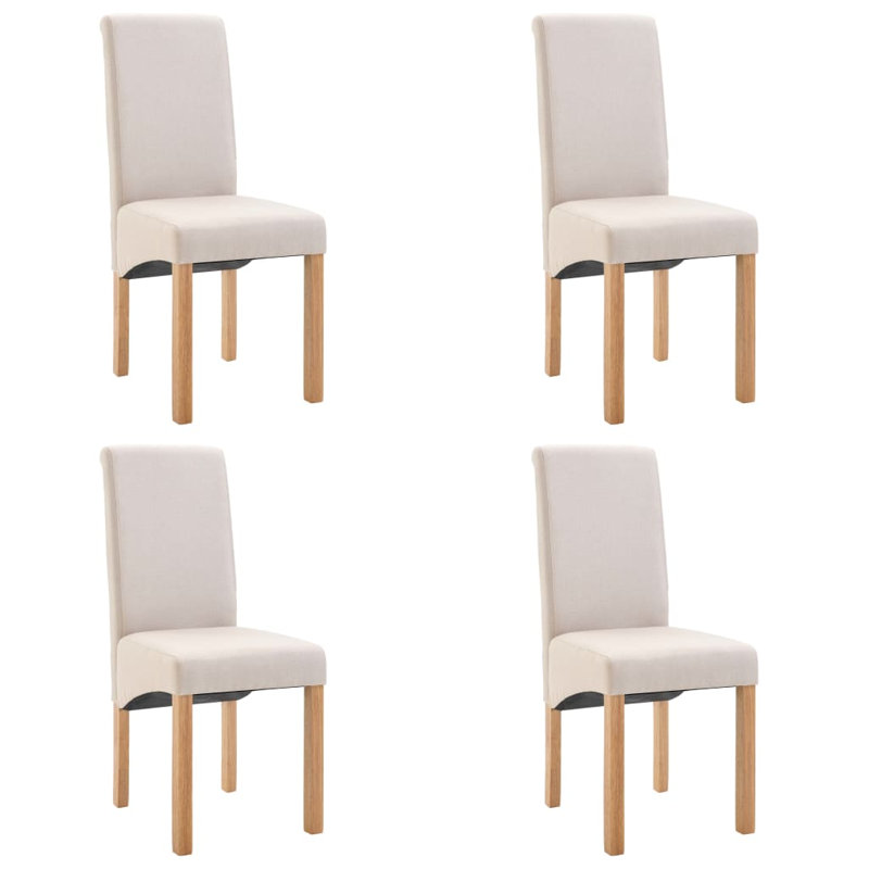 Chaise d'appoint rembourrée avec structure en bois, Crème, 4