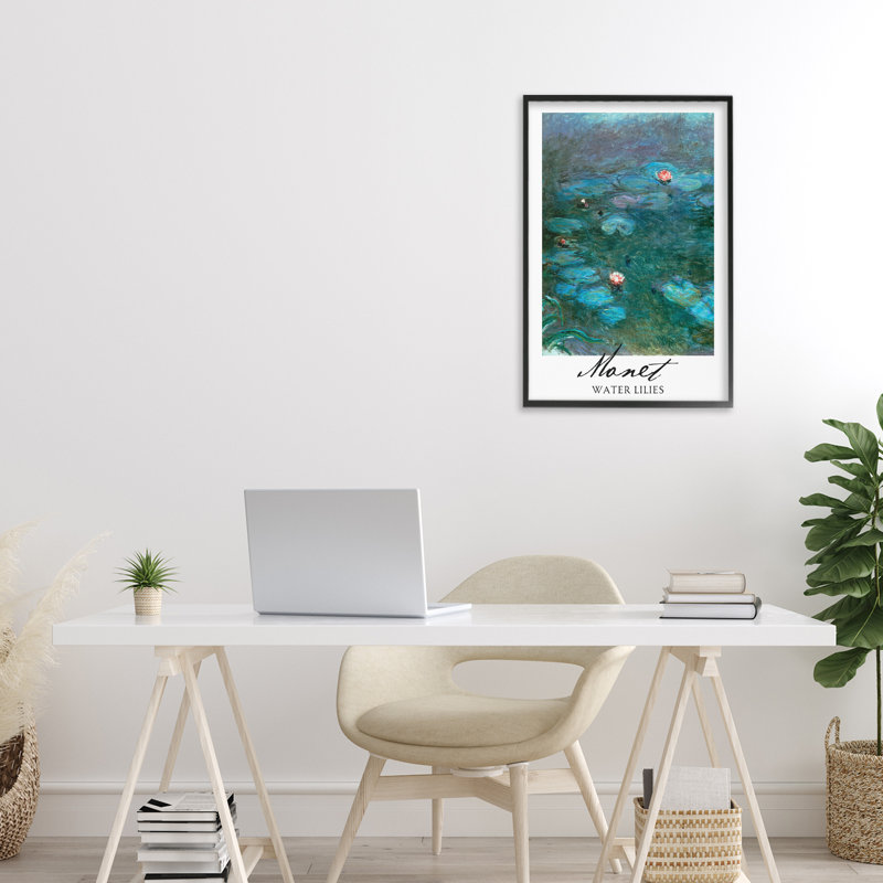 «Monet Water Lilies», estampe numérique, design par Vintage Hustle, H 24 po x l 16 po, Giclée encadrée noir minuit