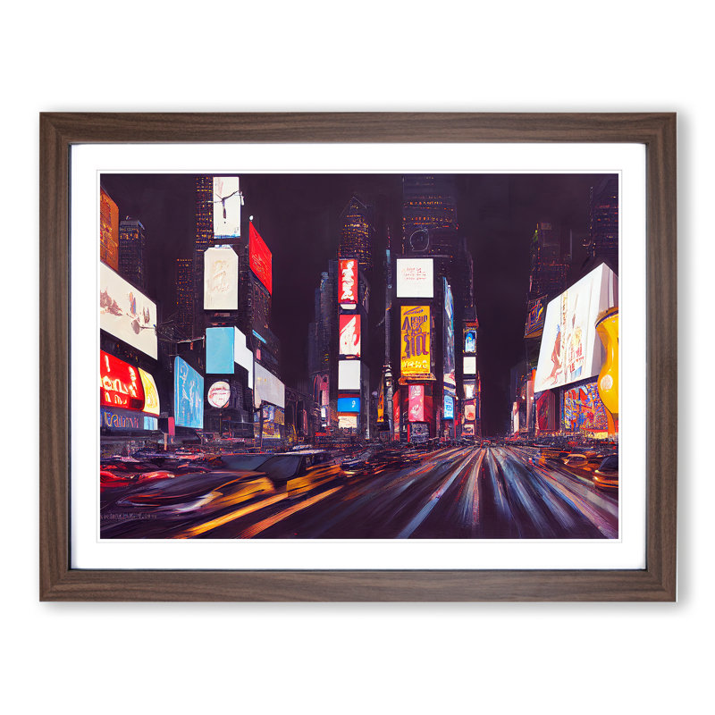 XH1022-6208X Modern Times Square Art Vol.7 - Single Picture Frame Print, 25cm H x 34cm W x 2cm D, Walnut