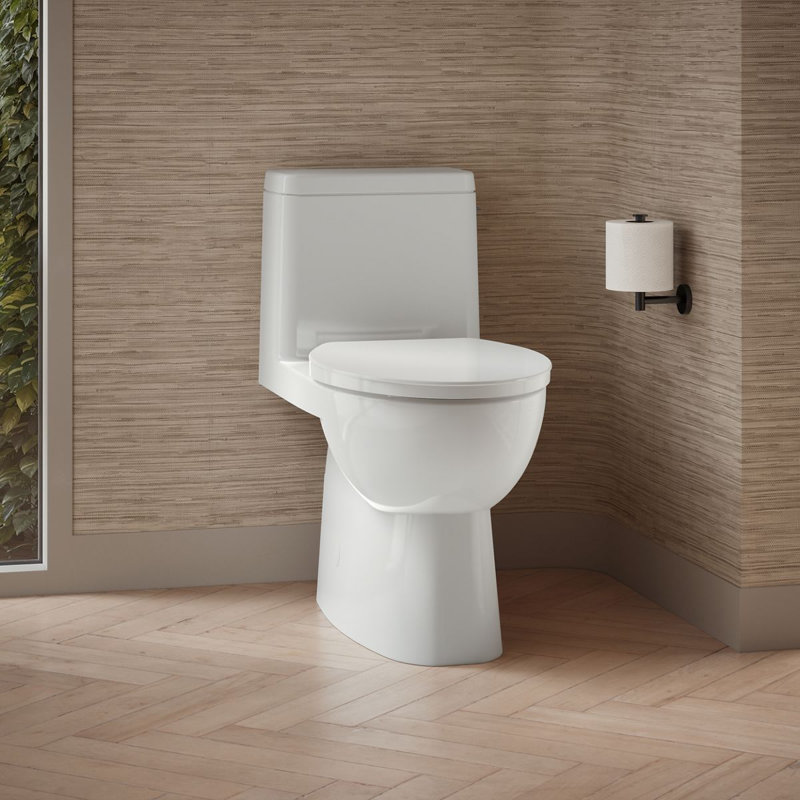 Toilette allongée compacte une pièce avec siphon à jupe Reach, 1,28 gallon par pouce carré
