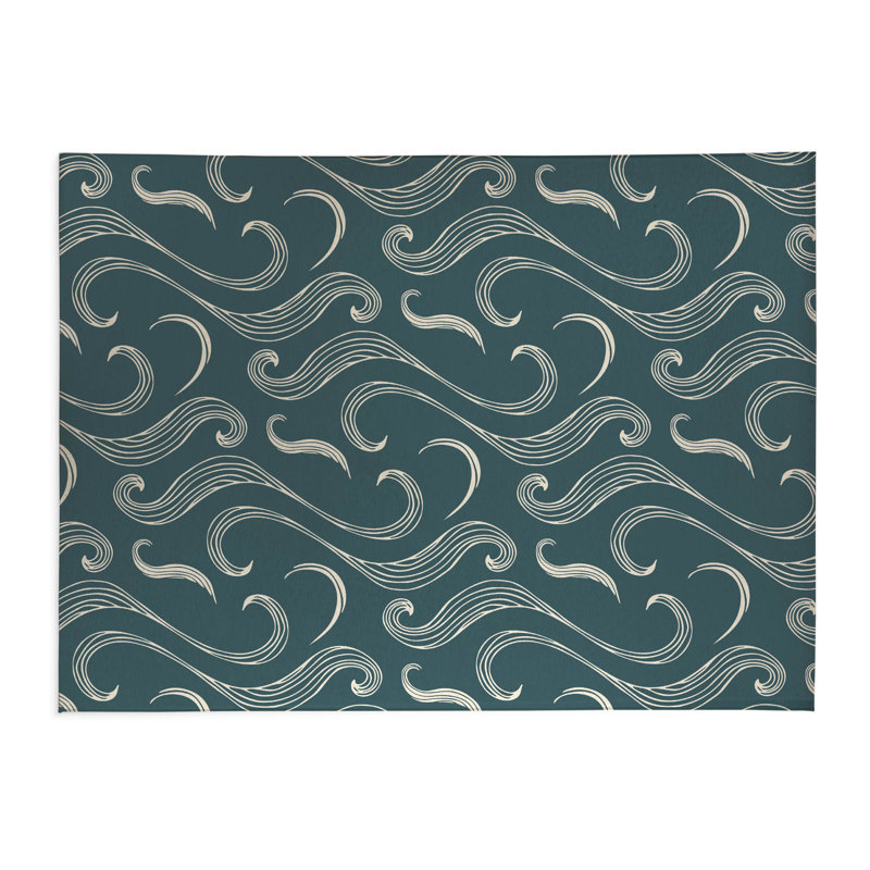 Ocean Current Low Profile Kitchen Mat, Dusty Aqua, Rectangle 2' x 3'
