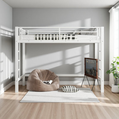 Loft Bed With Easy Climbing Ladder And Guardrails