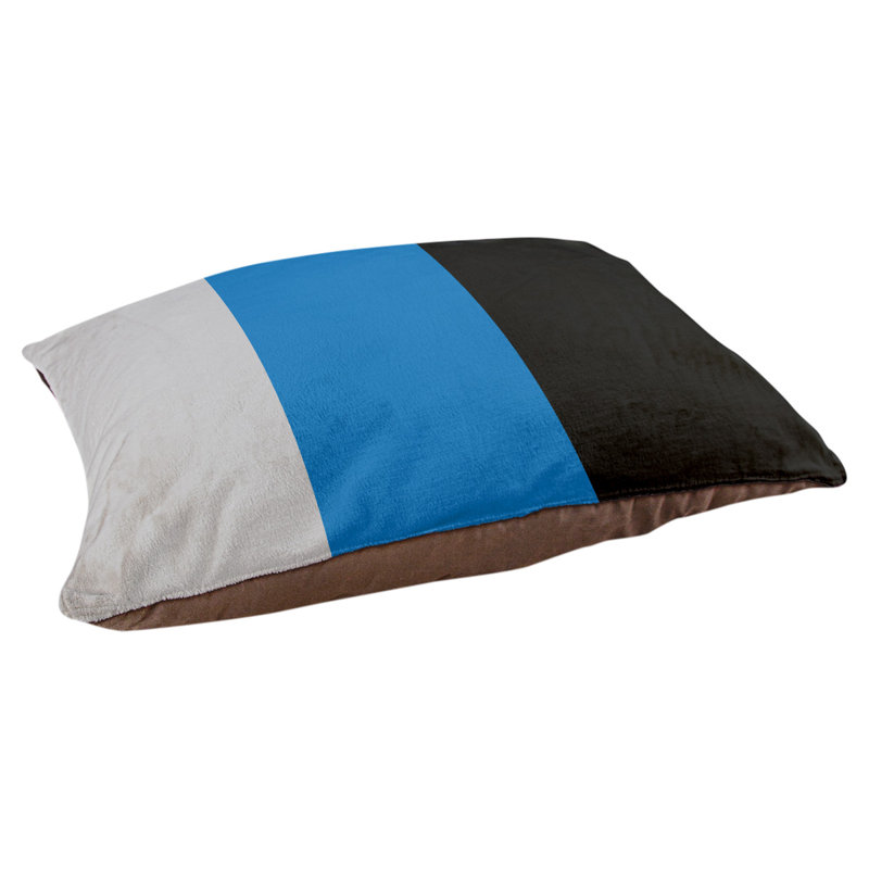 Coussin Designer, Moyen (L 18 po x l 28 po), Argent / bleu / noir